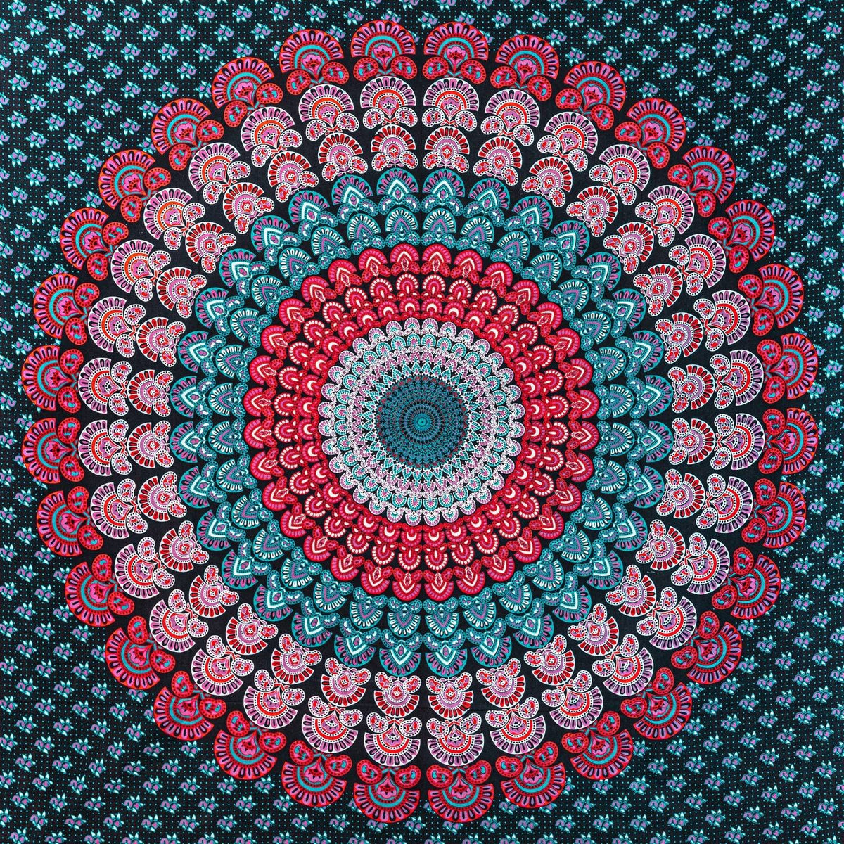 Wanddekoration aus 100% Baumwolle ca. 205 x 235 cm, Wandtuch für Zuhause, Strandtuch / großes Tapestry, Wandteppich Mandala