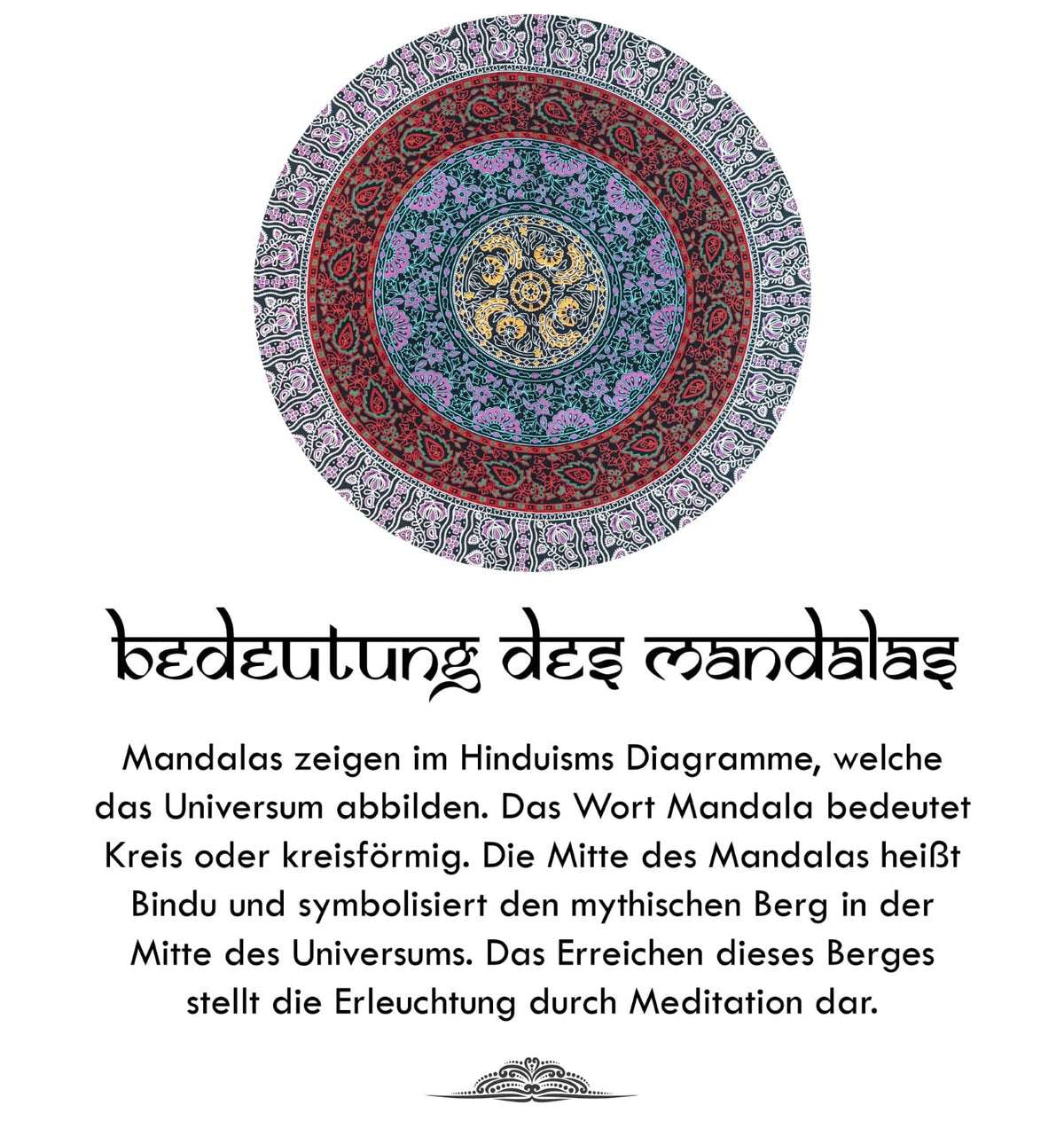 Wanddekoration aus 100% Baumwolle ca. 205 x 235 cm, Wandtuch für Zuhause, Strandtuch / großes Tapestry, Wandteppich Mandala
