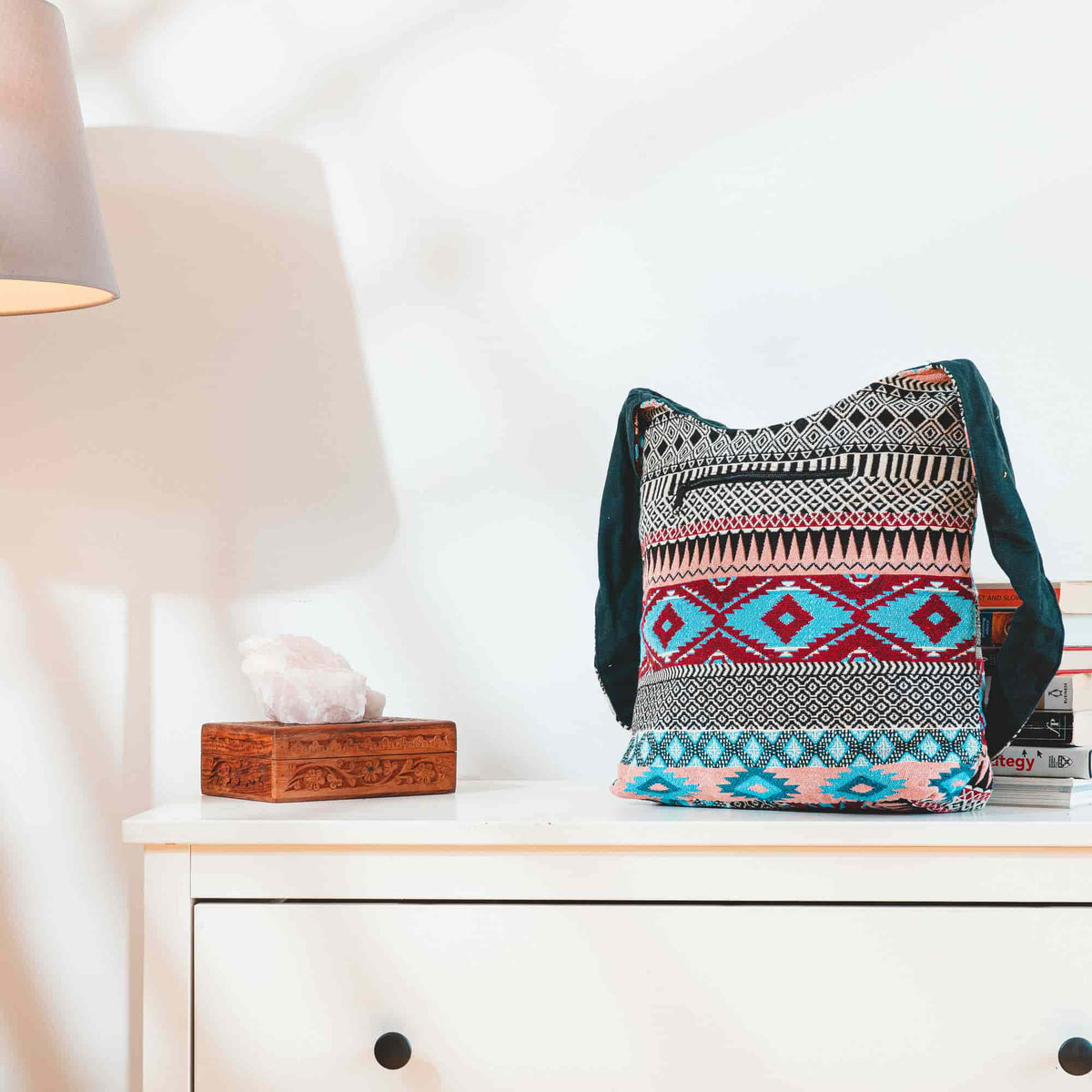 Aga’s Own Boho Umhängetasche - Festival Crossbody Handtasche für Damen, Ethnisch Baumwollschultertasche | Perfekt für Strandausflüge