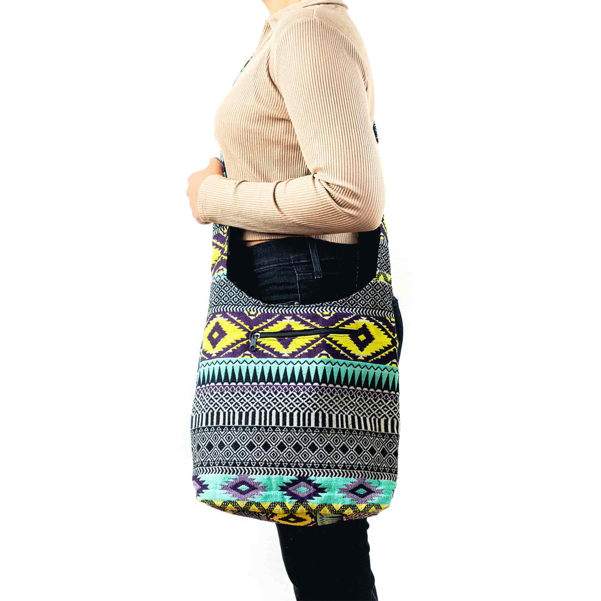 Aga’s Own Boho Umhängetasche - Festival Crossbody Handtasche für Damen, Ethnisch Baumwollschultertasche | Perfekt für Strandausflüge