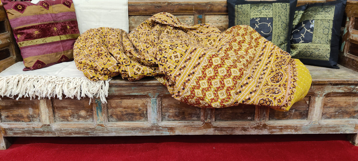 Cotton Rali Decke - Luxuriöse Handgedruckte Boho Tagesdecke 220x250 cm aus 100% Baumwolle – Perfekt als Kühldecke Bett, Sofaüberwurf, Couchdecke, Bettüberwurf und Wohn- & Kuscheldecke – Leichte Sommerdecke in 6 Farben