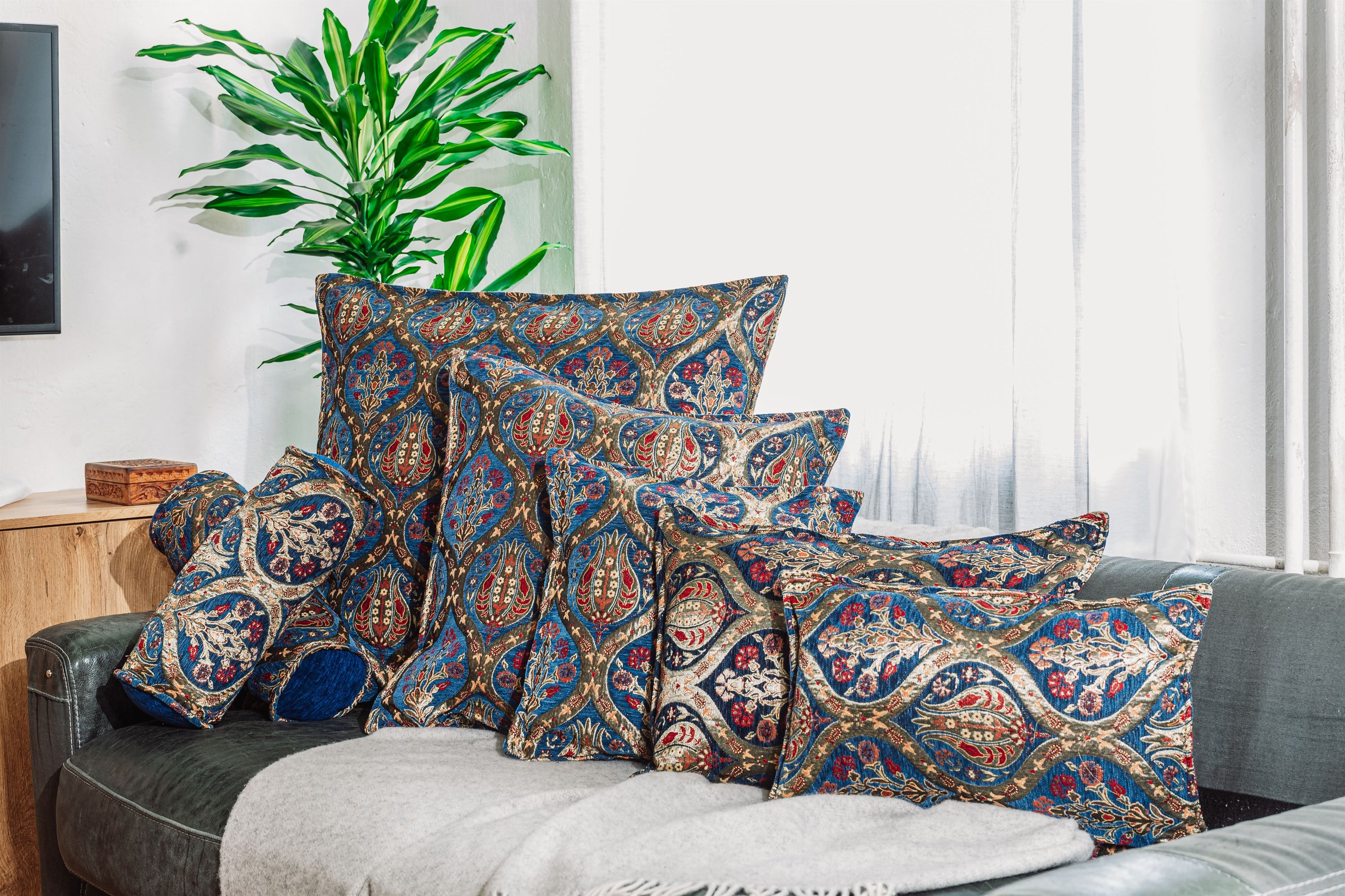 Kissenbezüge mit Paisley Muster – Dunkelblau | Aga&