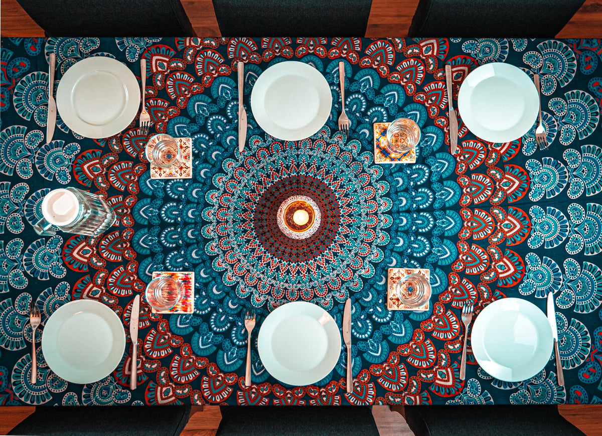 Wanddekoration aus 100% Baumwolle ca. 205 x 235 cm, Wandtuch für Zuhause, Strandtuch / großes Tapestry, Wandteppich Mandala