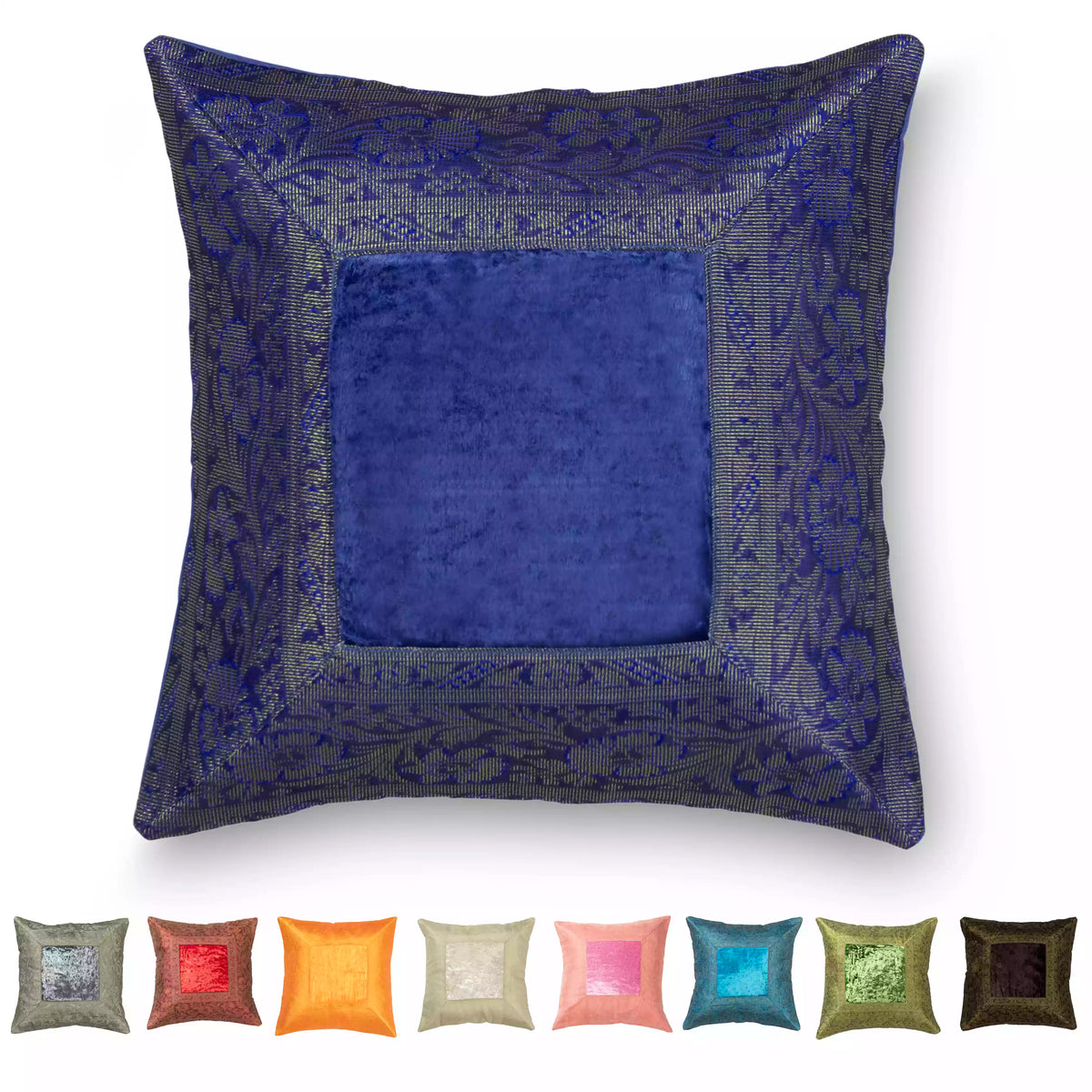 Oriental decorative pillow 40x40 cm Red velvet brocade bohemian handmade cushion pillow