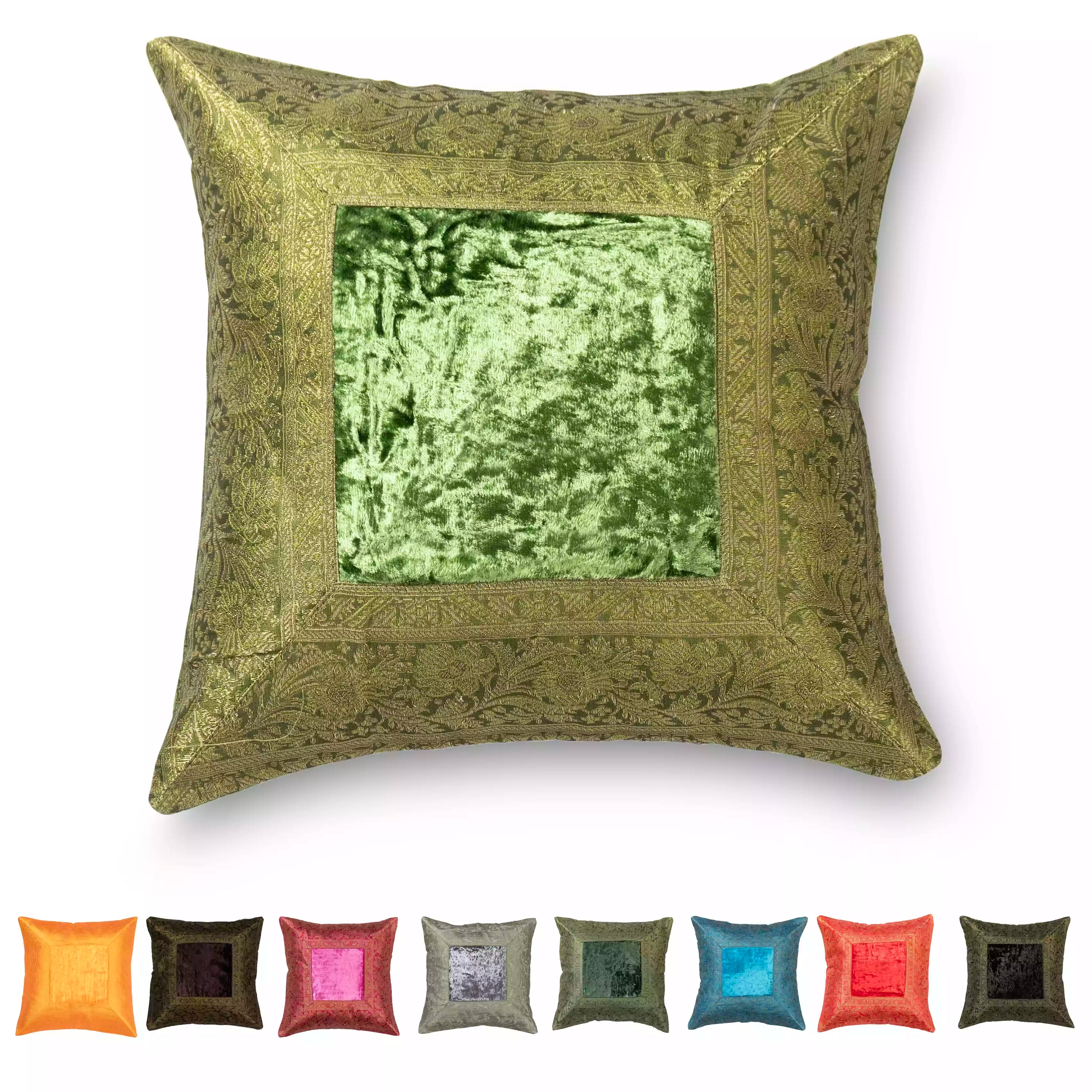 Orientalisches Dekokissen 50x50 cm Lila Samt & Brokat Mandala Sofakissen Ethno Dekoration