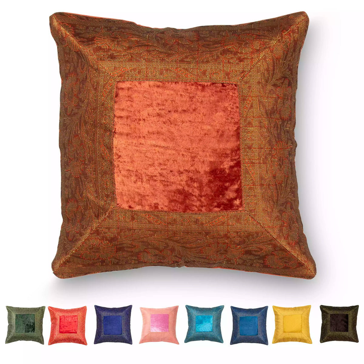 Boho oriental pillow cover 30x30 cm Turquoise velvet cotton mandala ethnic decorative pillow