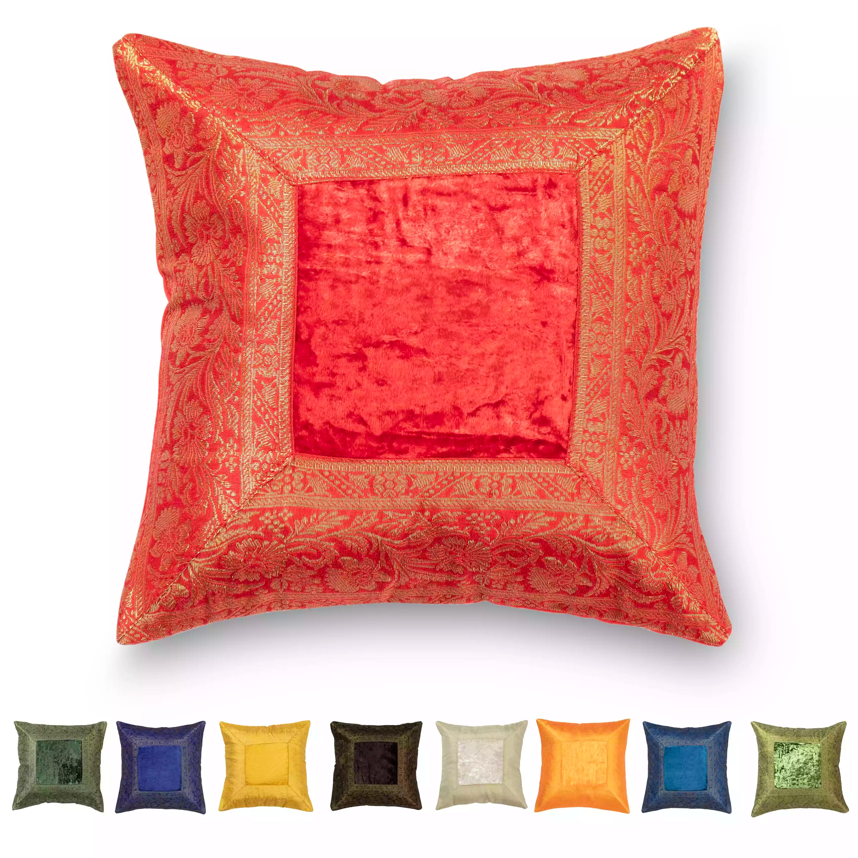 Orientalische Kissenbezüge 40x40 cm Blau Samt & Baumwolle Boho Mandala Couchkissen Wohnzimmer Dekokissen