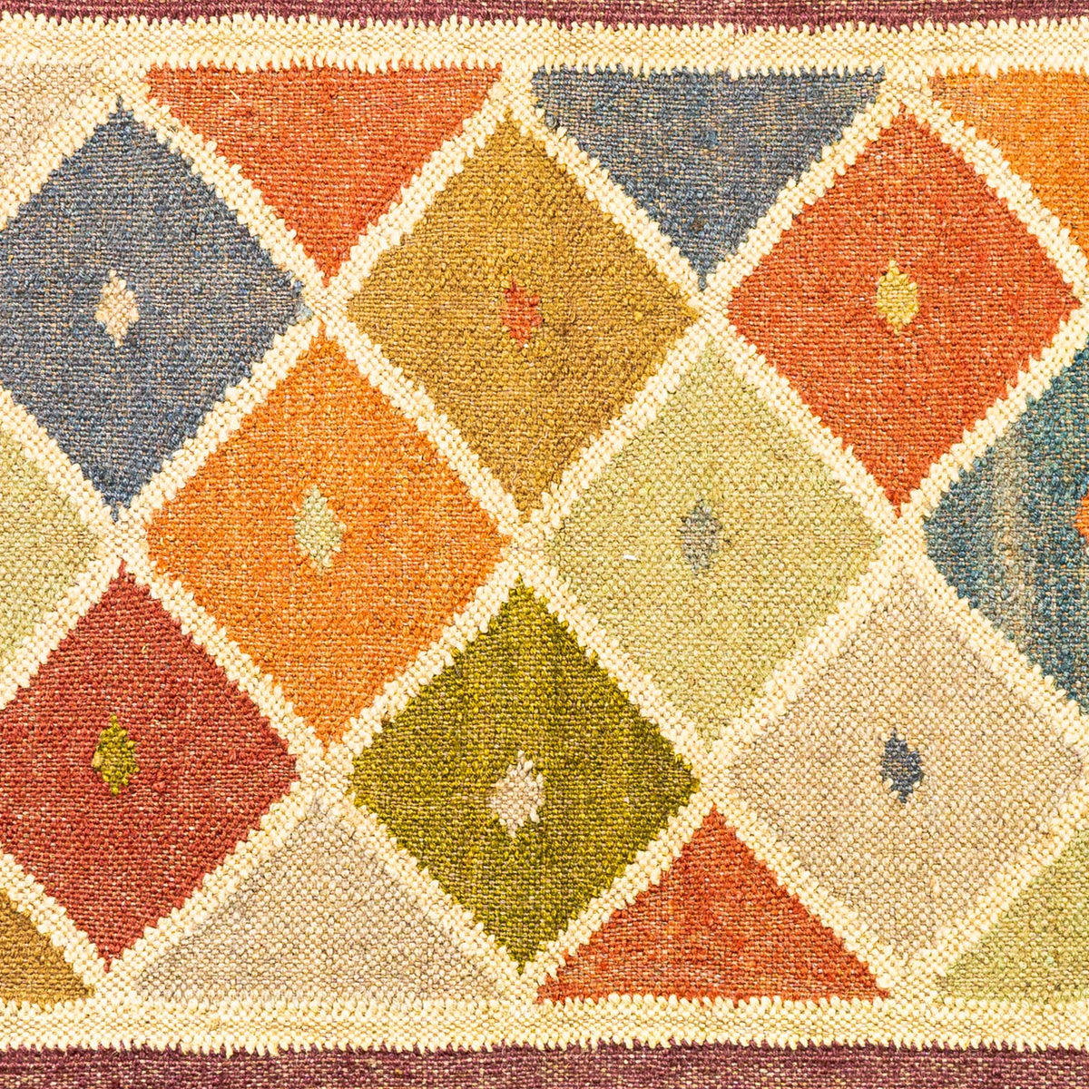 Kelim Teppich Läufer Wolle & Jute Indisch 60x100cm Handgewebt Orient Teppich AO