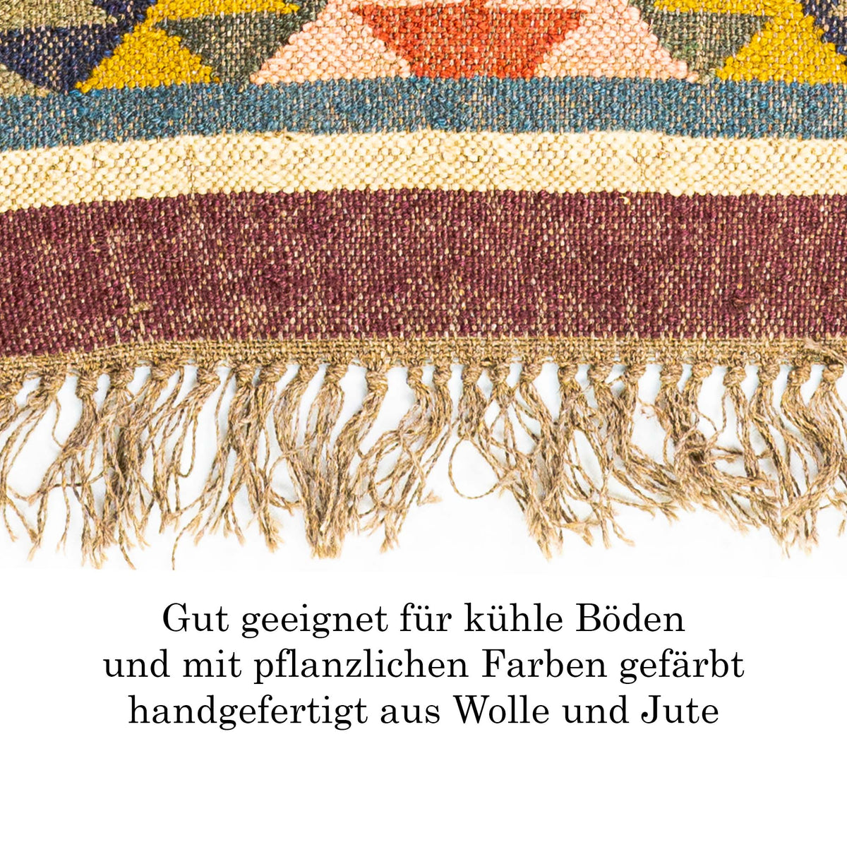 Kelim Teppich Läufer Wolle & Jute Indisch 60x100cm Handgewebt Orient Teppich AO