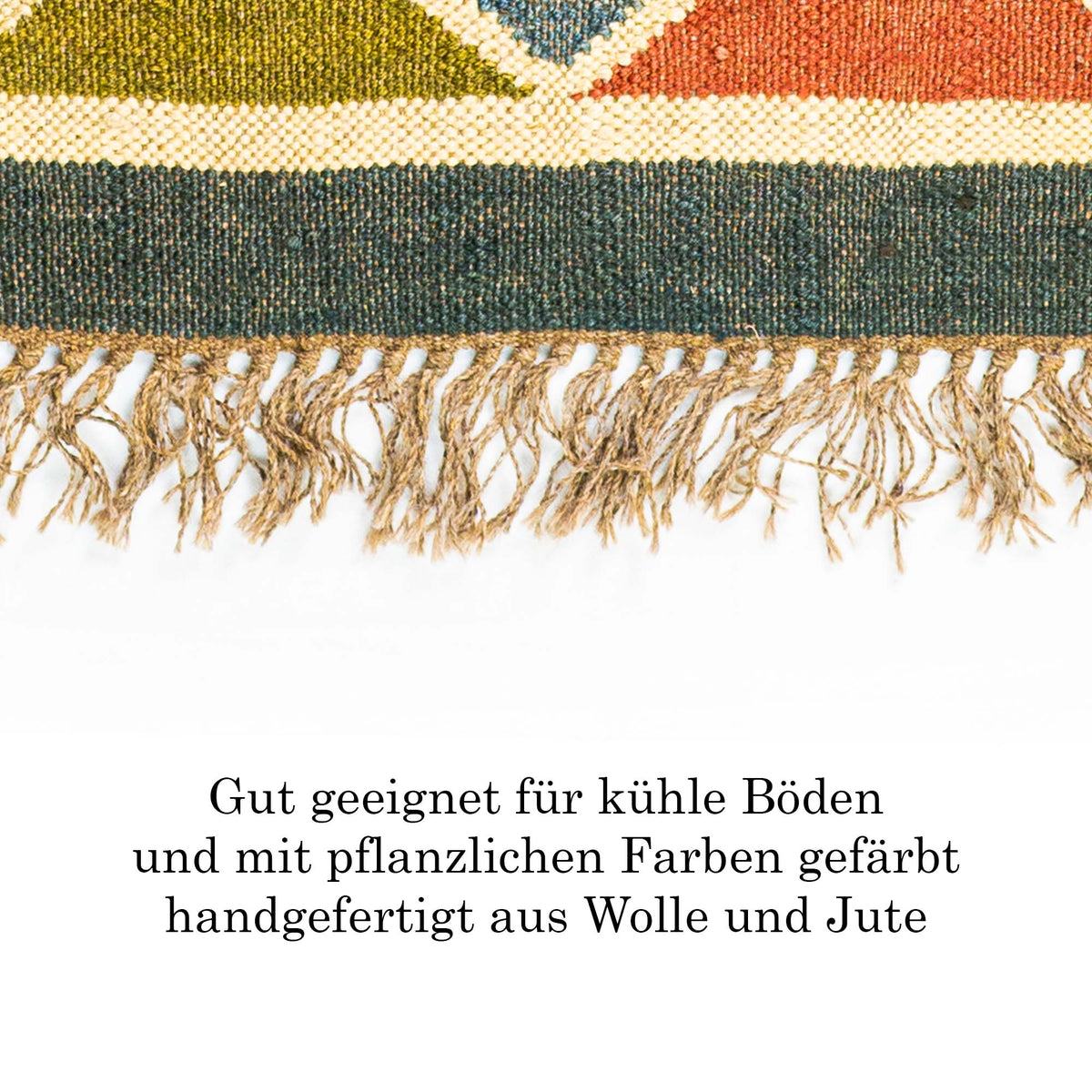 Kelim Teppich Läufer Wolle & Jute Indisch 60x100cm Handgewebt Orient Teppich AO