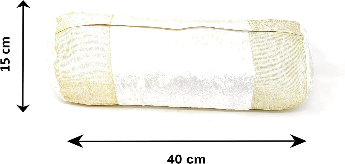 Nackenrolle, Kopfkissen mit waschbarem Bezug, geeignet für Allergiker, Kissen mit Baumwolle gefüllt, Dekokissen aus Samt & Brokat