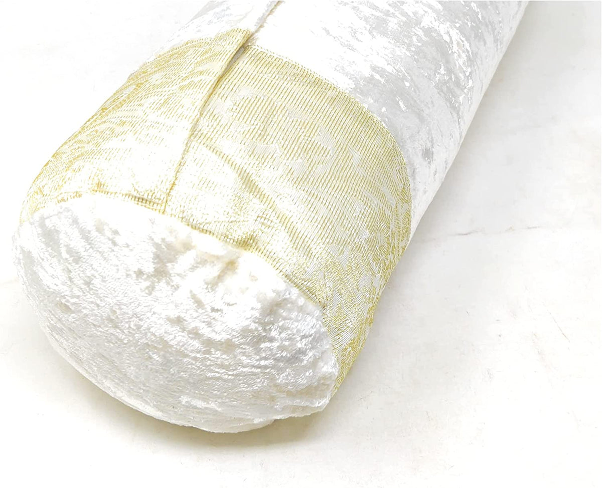 Nackenrolle, Kopfkissen mit waschbarem Bezug, geeignet für Allergiker, Kissen mit Baumwolle gefüllt, Dekokissen aus Samt & Brokat