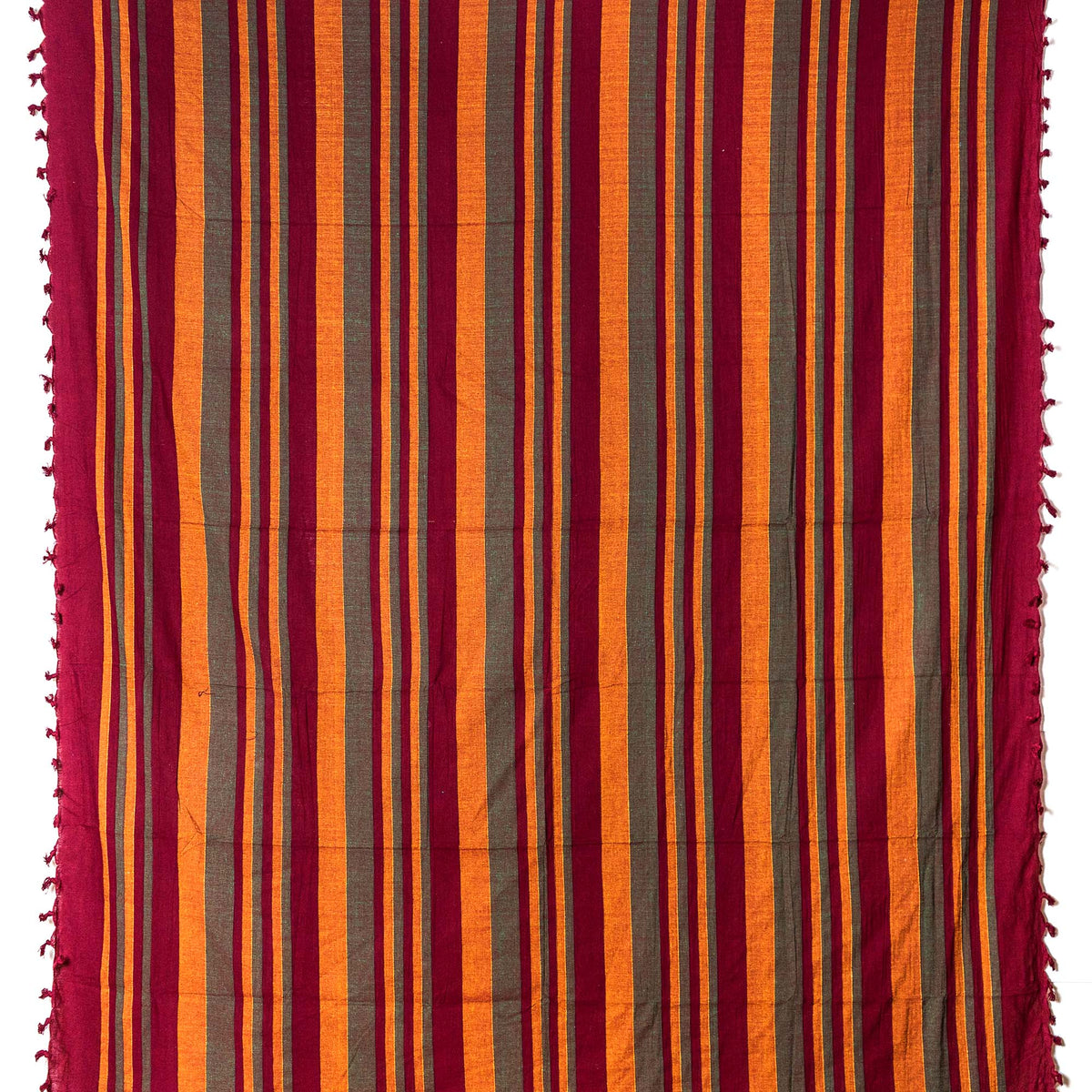 Tagesdecke/gestreifter Sofaüberwurf in verschiedene Farben 250 x 220cm handgewebt aus 100% Baumwolle – XXL-Größe mit Fransen