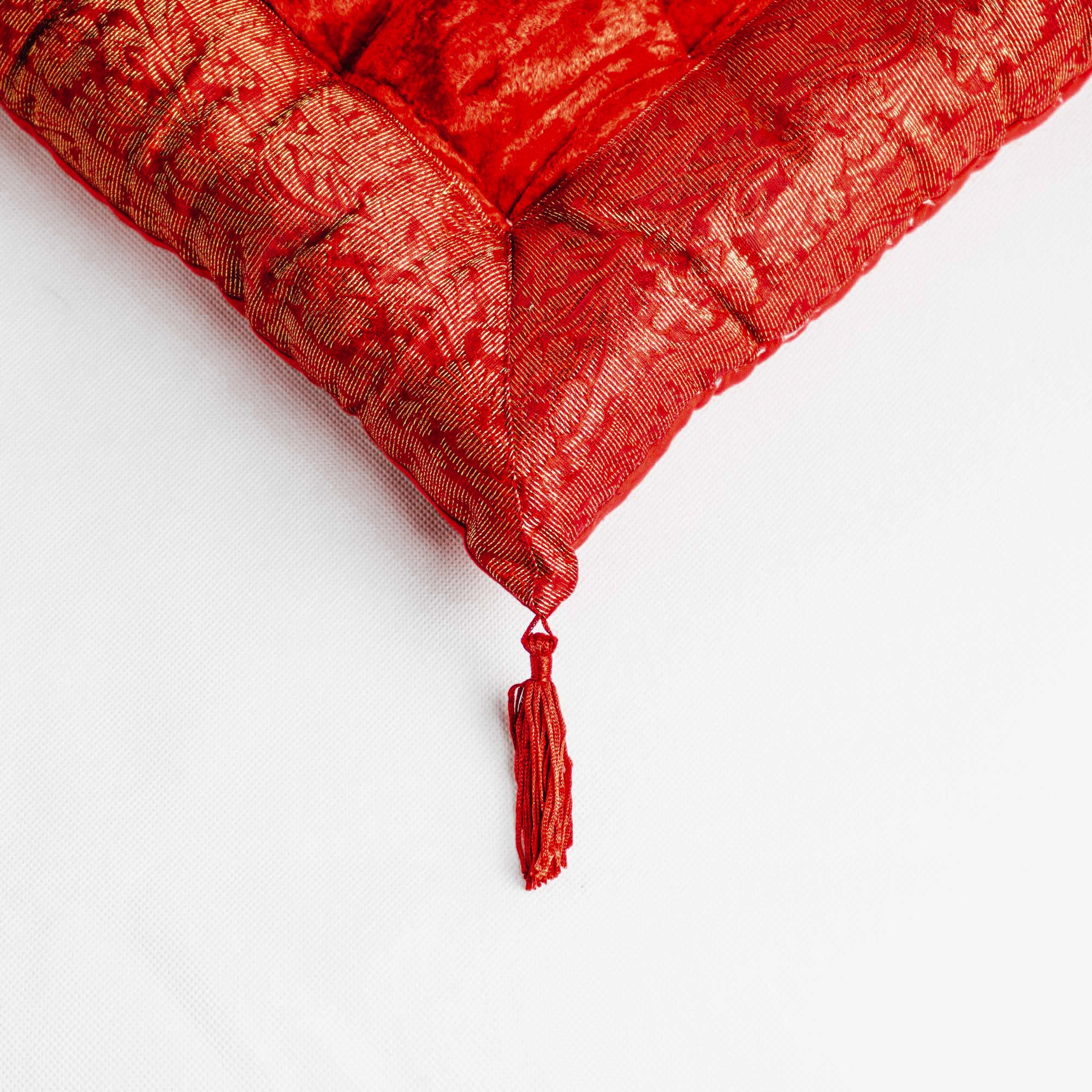 Orientalisches Indisches Sitzpuff Bodenkissen - Luxuriöses Handgefertigtes Samtkissen mit Quasten, 40x40 cm in 17 Farben