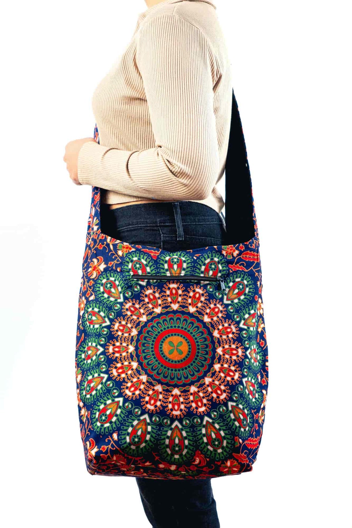 Aga’s Own Mandala Boho Umhängetasche - Festival Crossbody Handtasche für Damen, Ethnisch Baumwollschultertasche | Perfekt für Strandausflüge