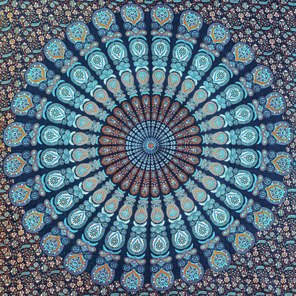 Wanddekoration aus 100% Baumwolle ca. 205 x 235 cm, Wandtuch für Zuhause, Strandtuch / großes Tapestry, Wandteppich Mandala