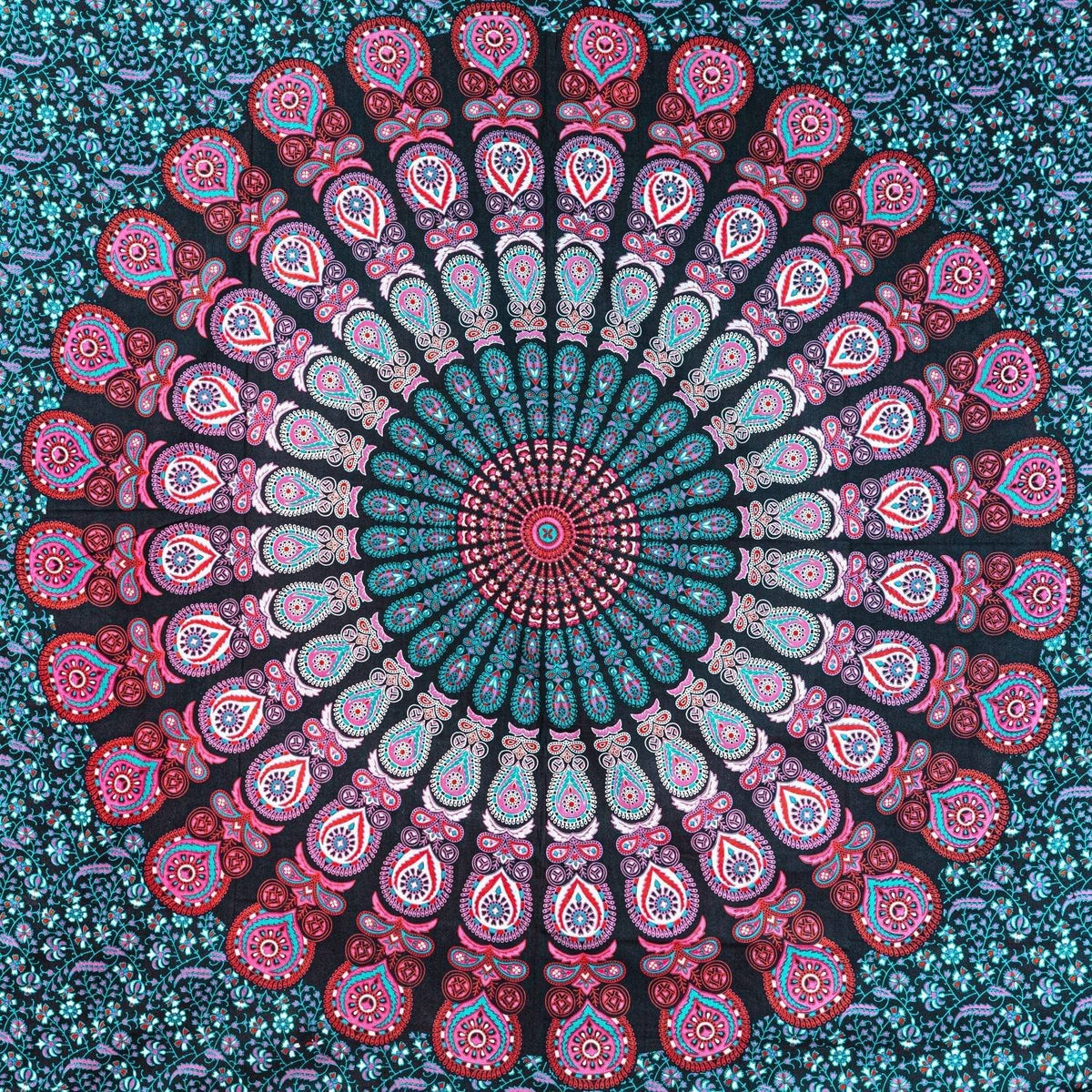 Wanddekoration aus 100% Baumwolle ca. 205 x 235 cm, Wandtuch für Zuhause, Strandtuch / großes Tapestry, Wandteppich Mandala