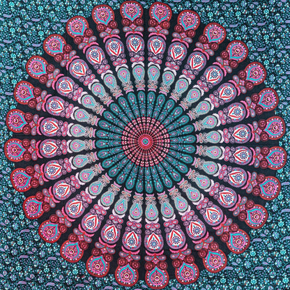 Wanddekoration aus 100% Baumwolle ca. 205 x 235 cm, Wandtuch für Zuhause, Strandtuch / großes Tapestry, Wandteppich Mandala