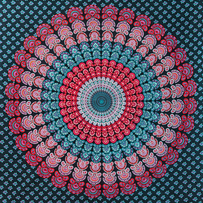 Wanddekoration aus 100% Baumwolle ca. 205 x 235 cm, Wandtuch für Zuhause, Strandtuch / großes Tapestry, Wandteppich Mandala