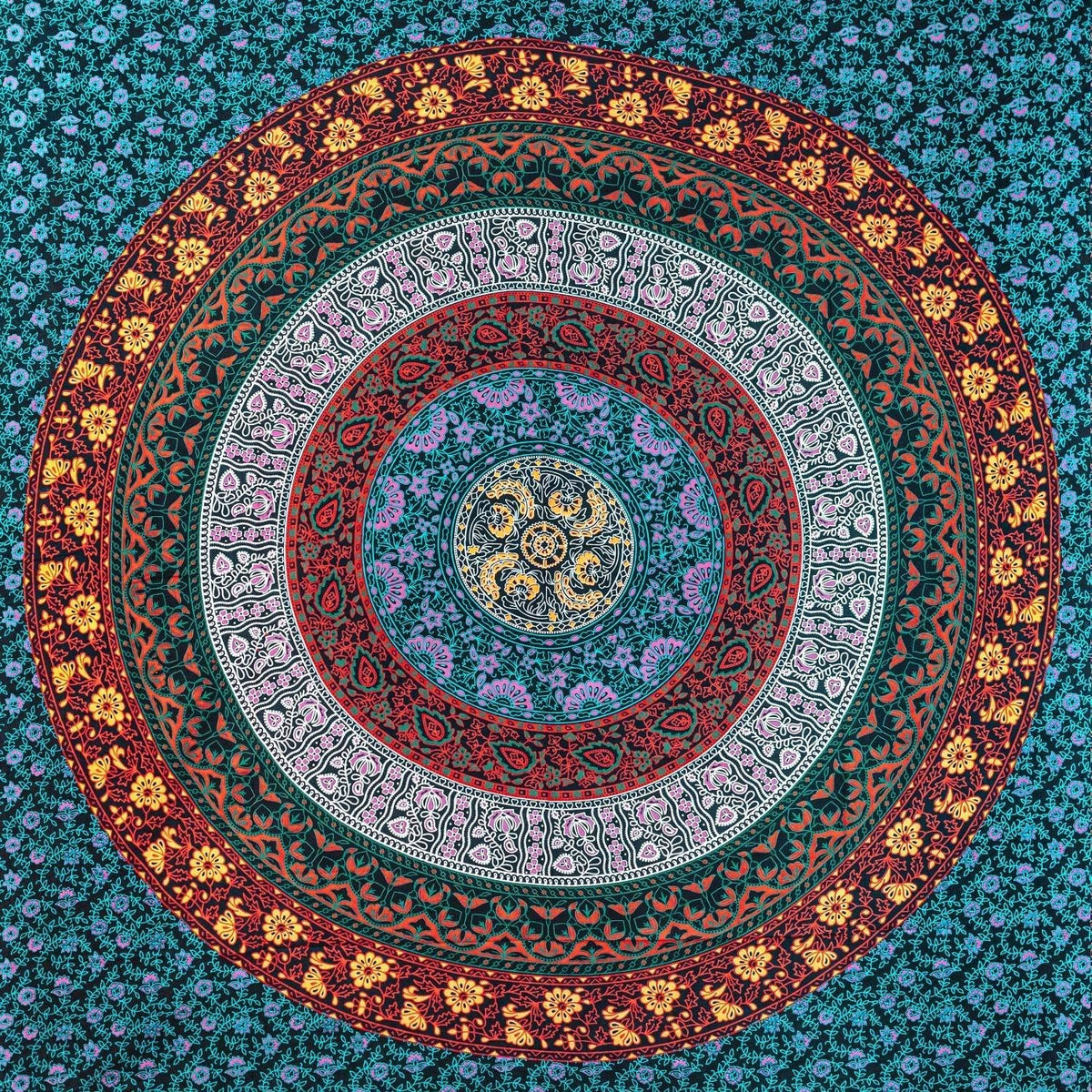 Wanddekoration aus 100% Baumwolle ca. 205 x 235 cm, Wandtuch für Zuhause, Strandtuch / großes Tapestry, Wandteppich Mandala