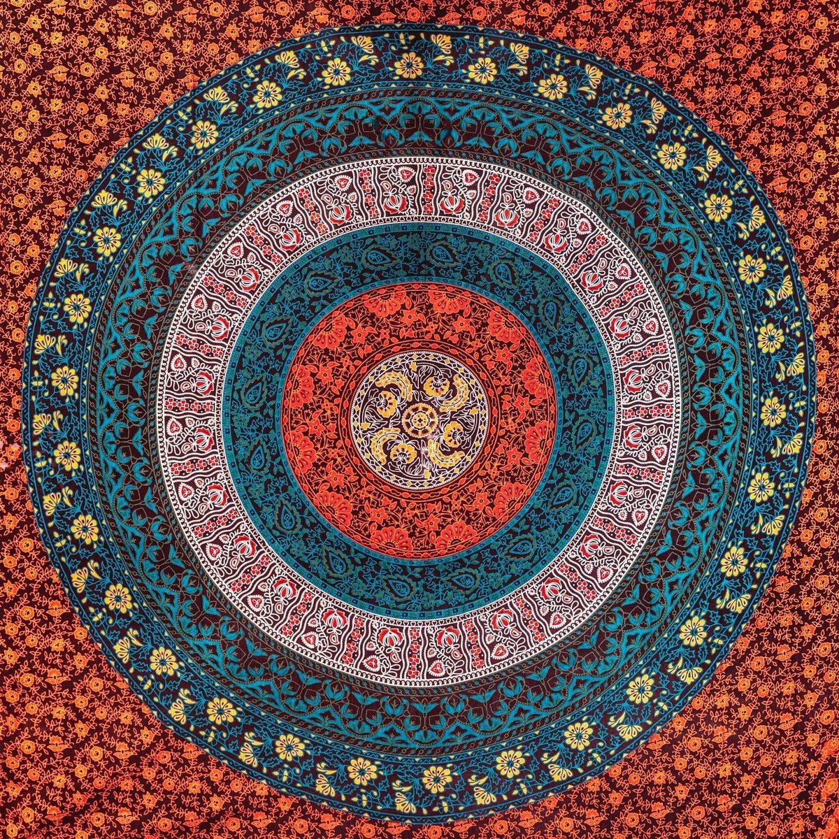 Wanddekoration aus 100% Baumwolle ca. 205 x 235 cm, Wandtuch für Zuhause, Strandtuch / großes Tapestry, Wandteppich Mandala