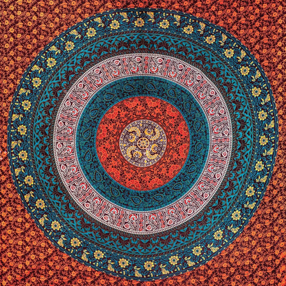 Wanddekoration aus 100% Baumwolle ca. 205 x 235 cm, Wandtuch für Zuhause, Strandtuch / großes Tapestry, Wandteppich Mandala