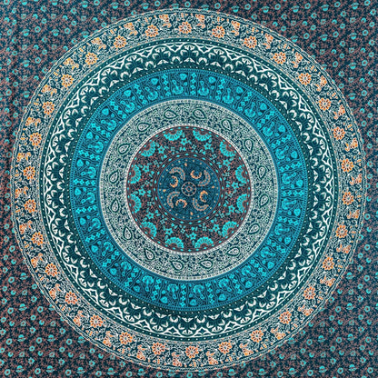 Wanddekoration aus 100% Baumwolle ca. 205 x 235 cm, Wandtuch für Zuhause, Strandtuch / großes Tapestry, Wandteppich Mandala