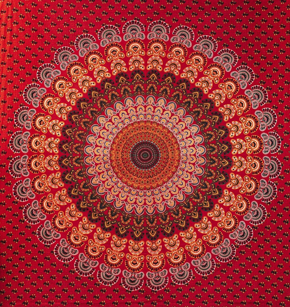 Wanddekoration aus 100% Baumwolle ca. 205 x 235 cm, Wandtuch für Zuhause, Strandtuch / großes Tapestry, Wandteppich Mandala