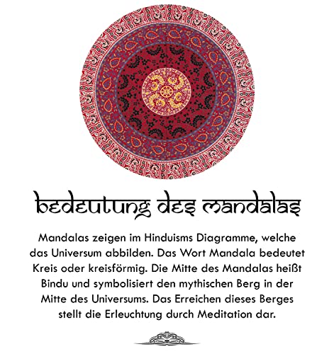 Wanddekoration aus 100% Baumwolle ca. 205 x 235 cm, Wandtuch für Zuhause, Strandtuch / großes Tapestry, Wandteppich Mandala