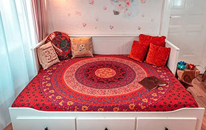 Wanddekoration aus 100% Baumwolle ca. 205 x 235 cm, Wandtuch für Zuhause, Strandtuch / großes Tapestry, Wandteppich Mandala