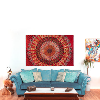 Wanddekoration aus 100% Baumwolle ca. 205 x 235 cm, Wandtuch für Zuhause, Strandtuch / großes Tapestry, Wandteppich Mandala