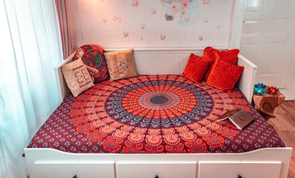 Wanddekoration aus 100% Baumwolle ca. 205 x 235 cm, Wandtuch für Zuhause, Strandtuch / großes Tapestry, Wandteppich Mandala