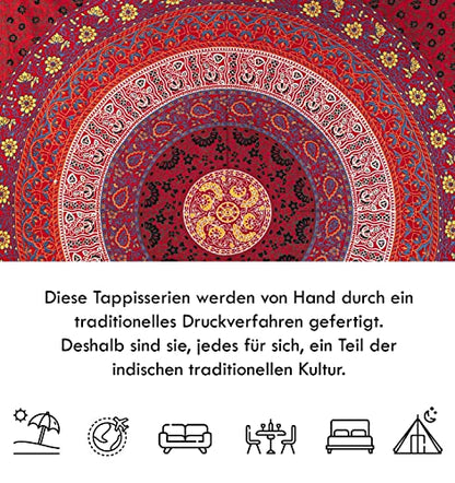 Wanddekoration aus 100% Baumwolle ca. 205 x 235 cm, Wandtuch für Zuhause, Strandtuch / großes Tapestry, Wandteppich Mandala