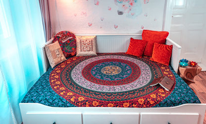Wanddekoration aus 100% Baumwolle ca. 205 x 235 cm, Wandtuch für Zuhause, Strandtuch / großes Tapestry, Wandteppich Mandala