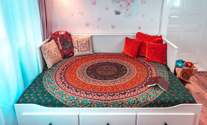 Wanddekoration aus 100% Baumwolle ca. 205 x 235 cm, Wandtuch für Zuhause, Strandtuch / großes Tapestry, Wandteppich Mandala