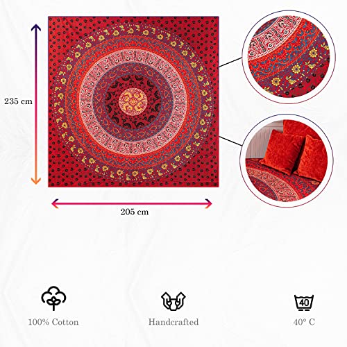 Wanddekoration aus 100% Baumwolle ca. 205 x 235 cm, Wandtuch für Zuhause, Strandtuch / großes Tapestry, Wandteppich Mandala