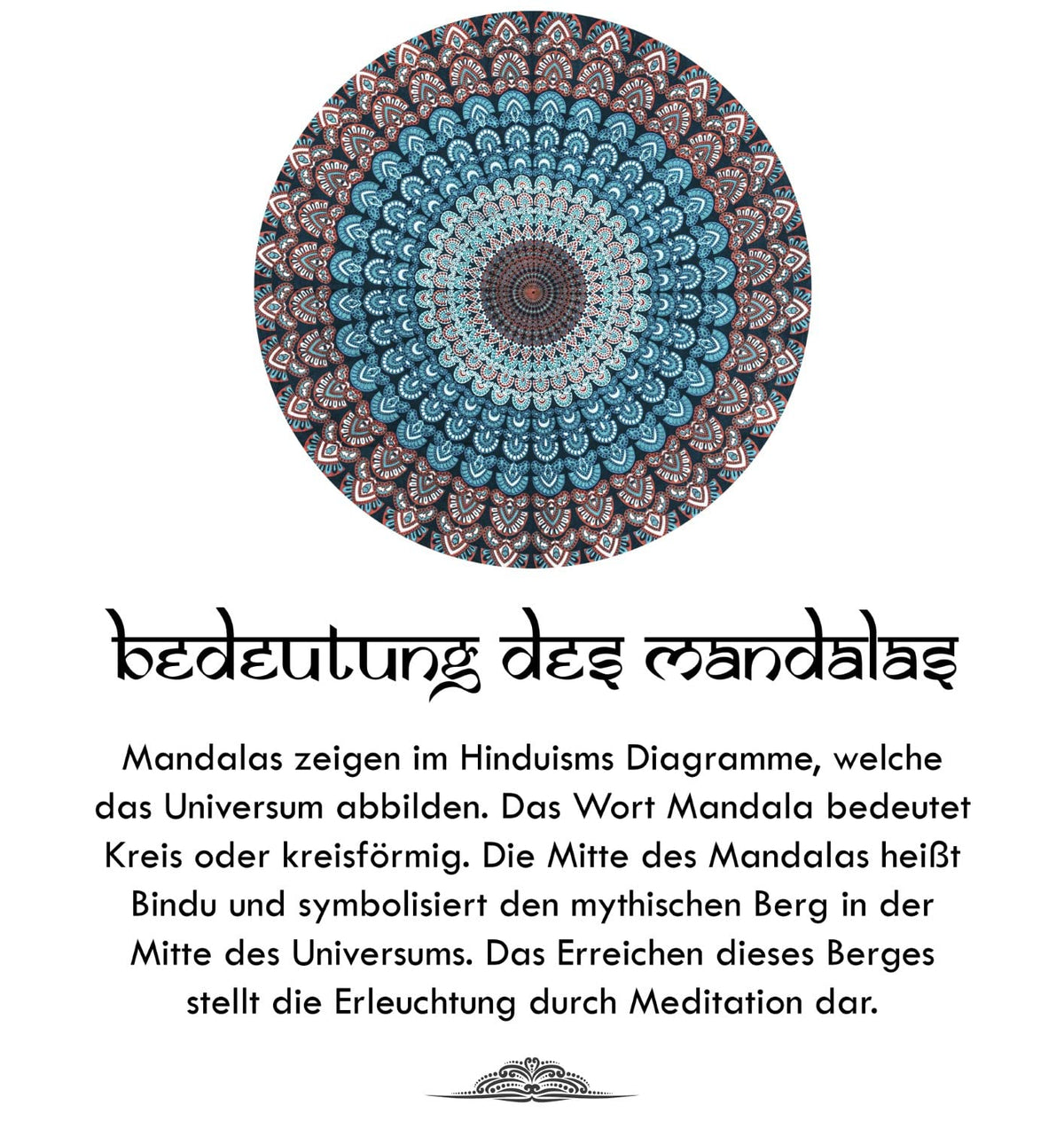 Wanddekoration aus 100% Baumwolle ca. 205 x 235 cm, Wandtuch für Zuhause, Strandtuch / großes Tapestry, Wandteppich Mandala