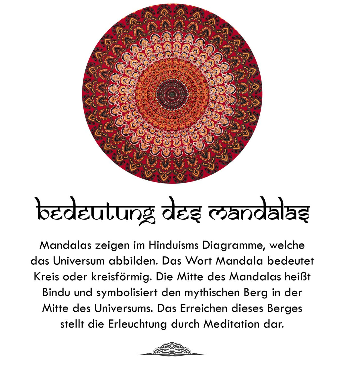 Wanddekoration aus 100% Baumwolle ca. 205 x 235 cm, Wandtuch für Zuhause, Strandtuch / großes Tapestry, Wandteppich Mandala