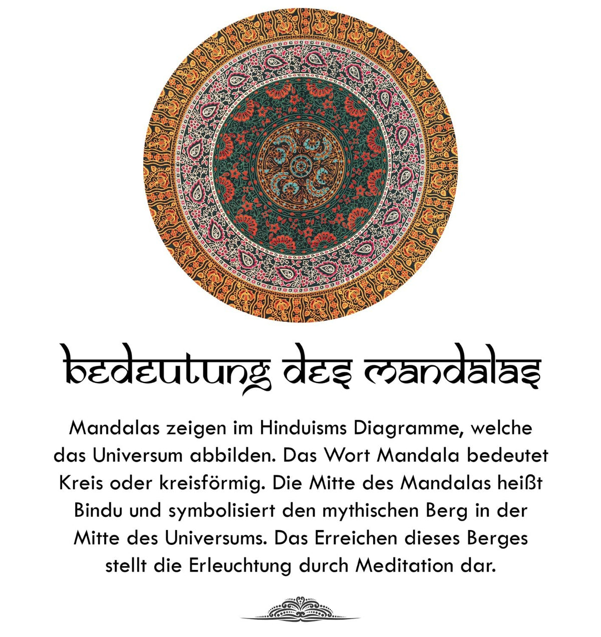 Wanddekoration aus 100% Baumwolle ca. 205 x 235 cm, Wandtuch für Zuhause, Strandtuch / großes Tapestry, Wandteppich Mandala