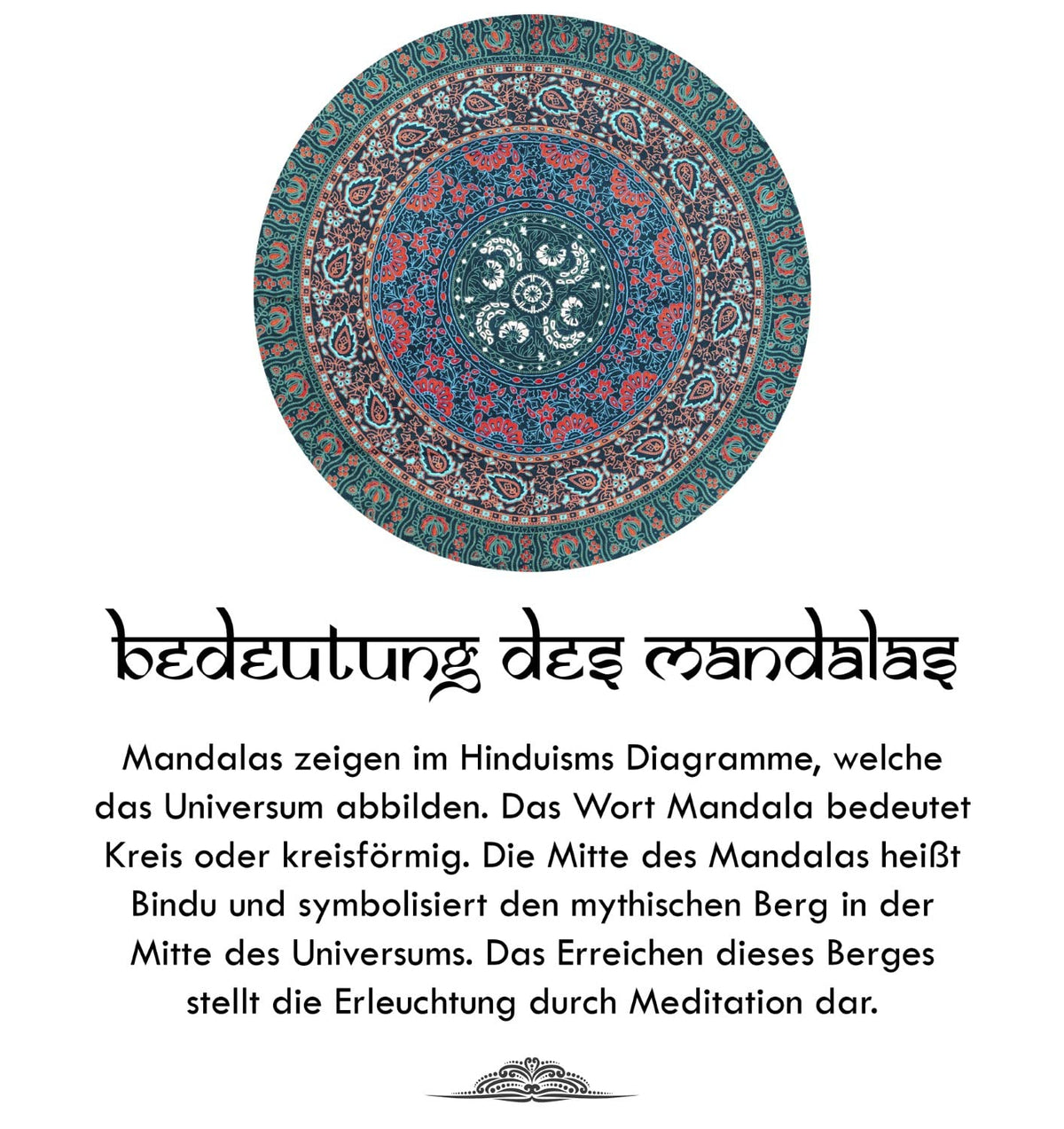 Wanddekoration aus 100% Baumwolle ca. 205 x 235 cm, Wandtuch für Zuhause, Strandtuch / großes Tapestry, Wandteppich Mandala