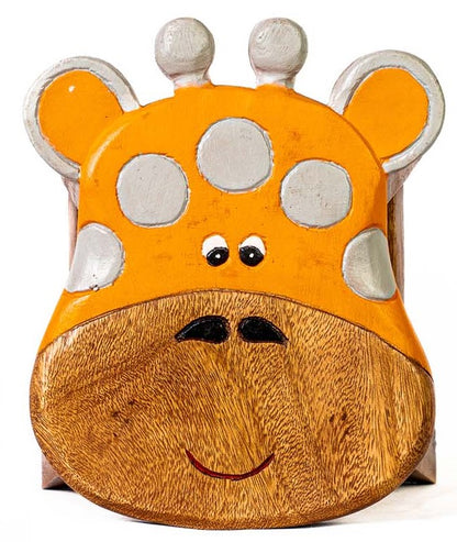 Tritthocker für Kinder – runder Kinderhocker – Pflanzenständer für den Innenbereich – Melkhocker – Heimdekoration, Holztritt, Massivholzhocker bemalt und geschnitzt mit Tiermotiv