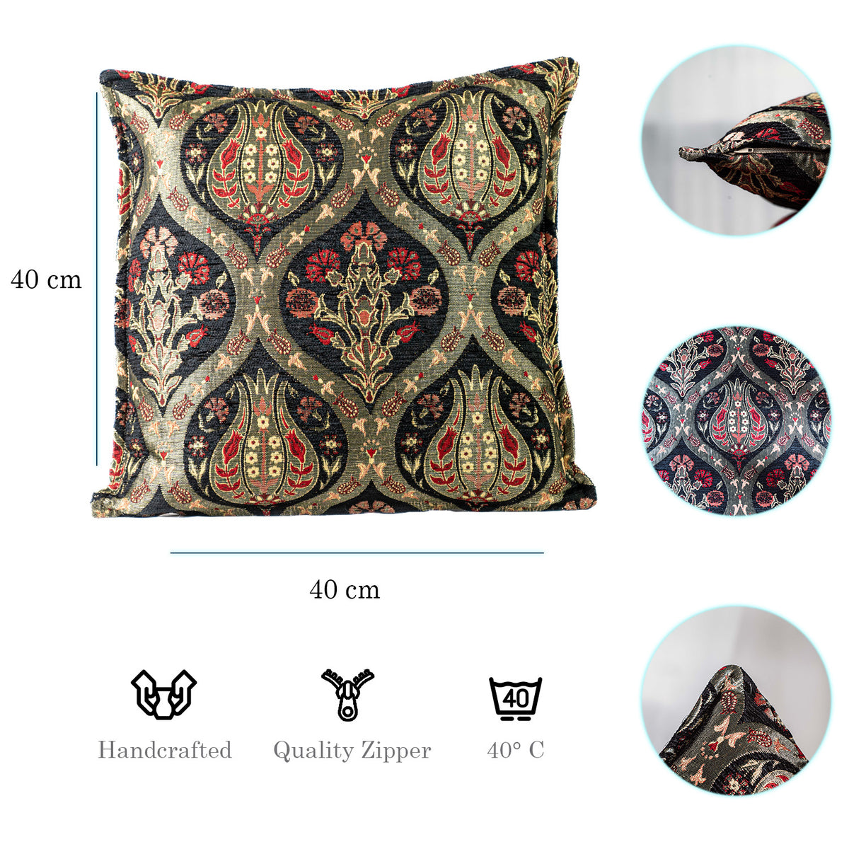Kissenbezüge mit Paisley Muster – Schwarz | Aga&