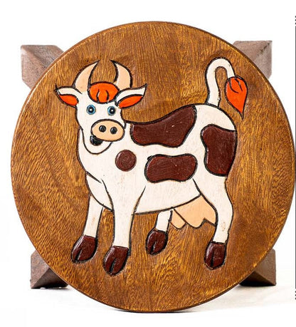Kinderhocker Holz Hocker - motiv "Kuh" | Handbemalt