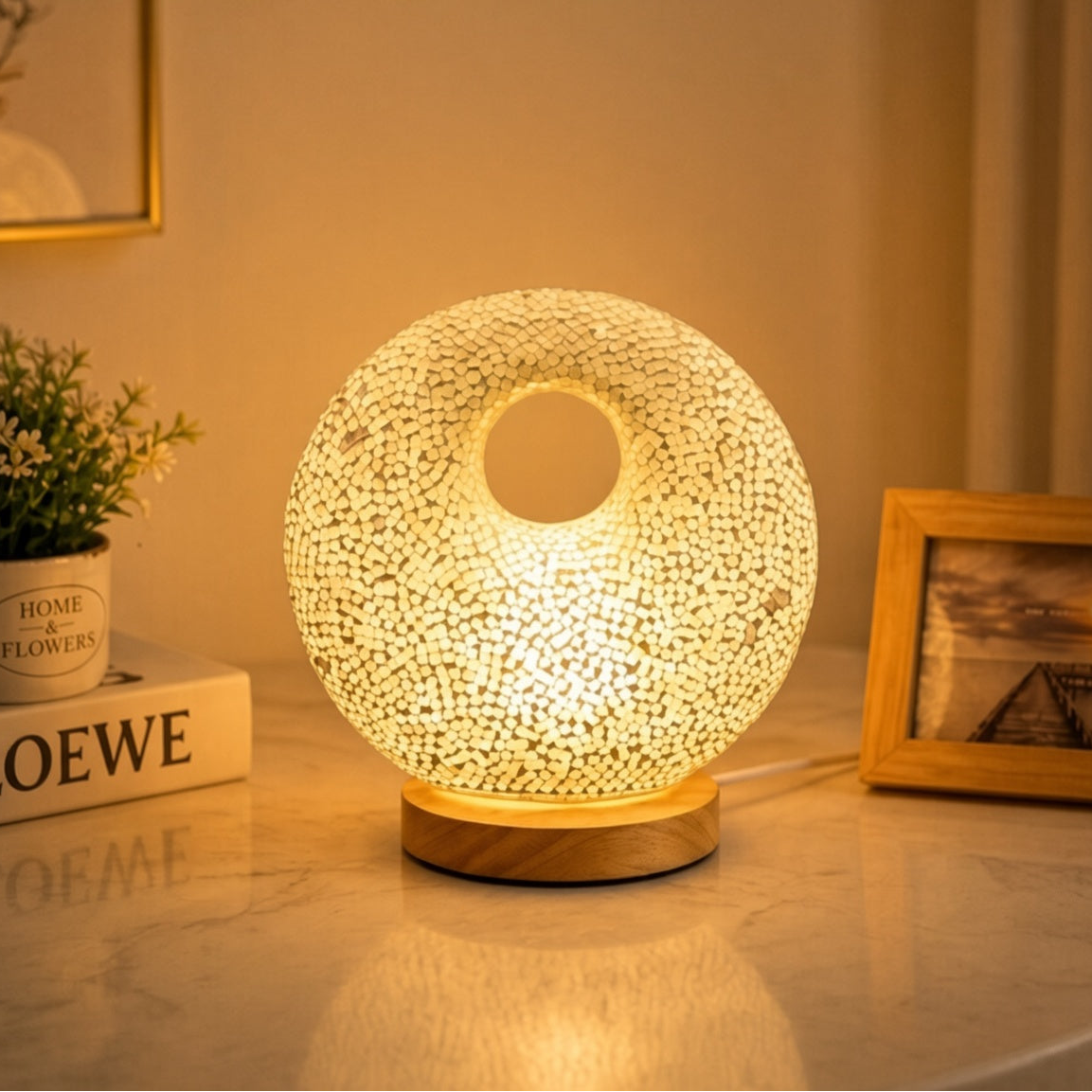 Mosaiklampe in Donut-Form