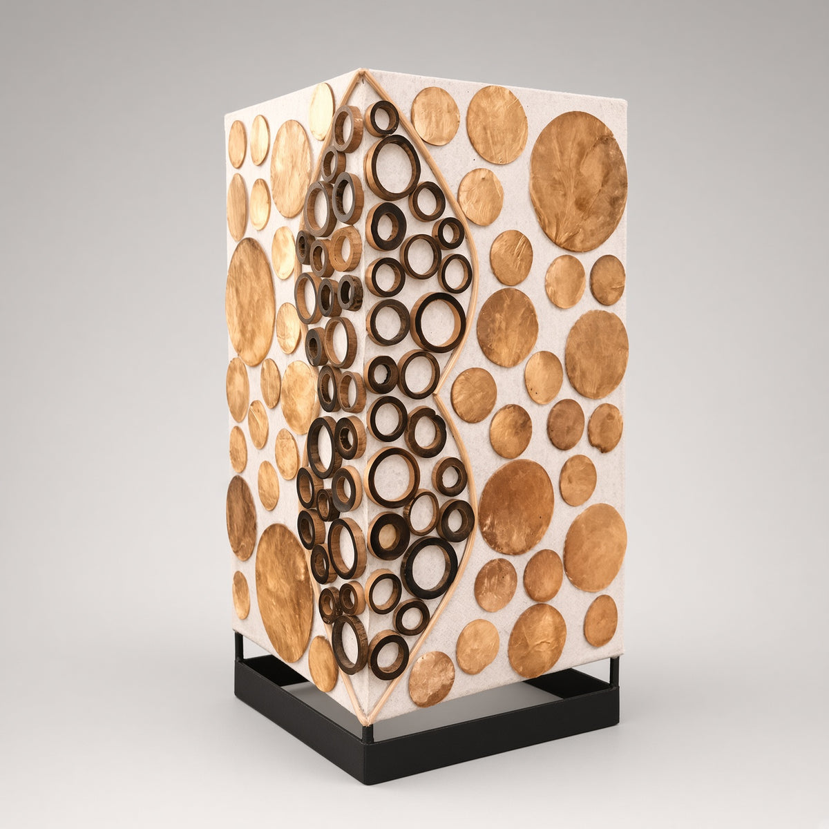 Capiz-Tischlampe | Bambusmuster - Gold