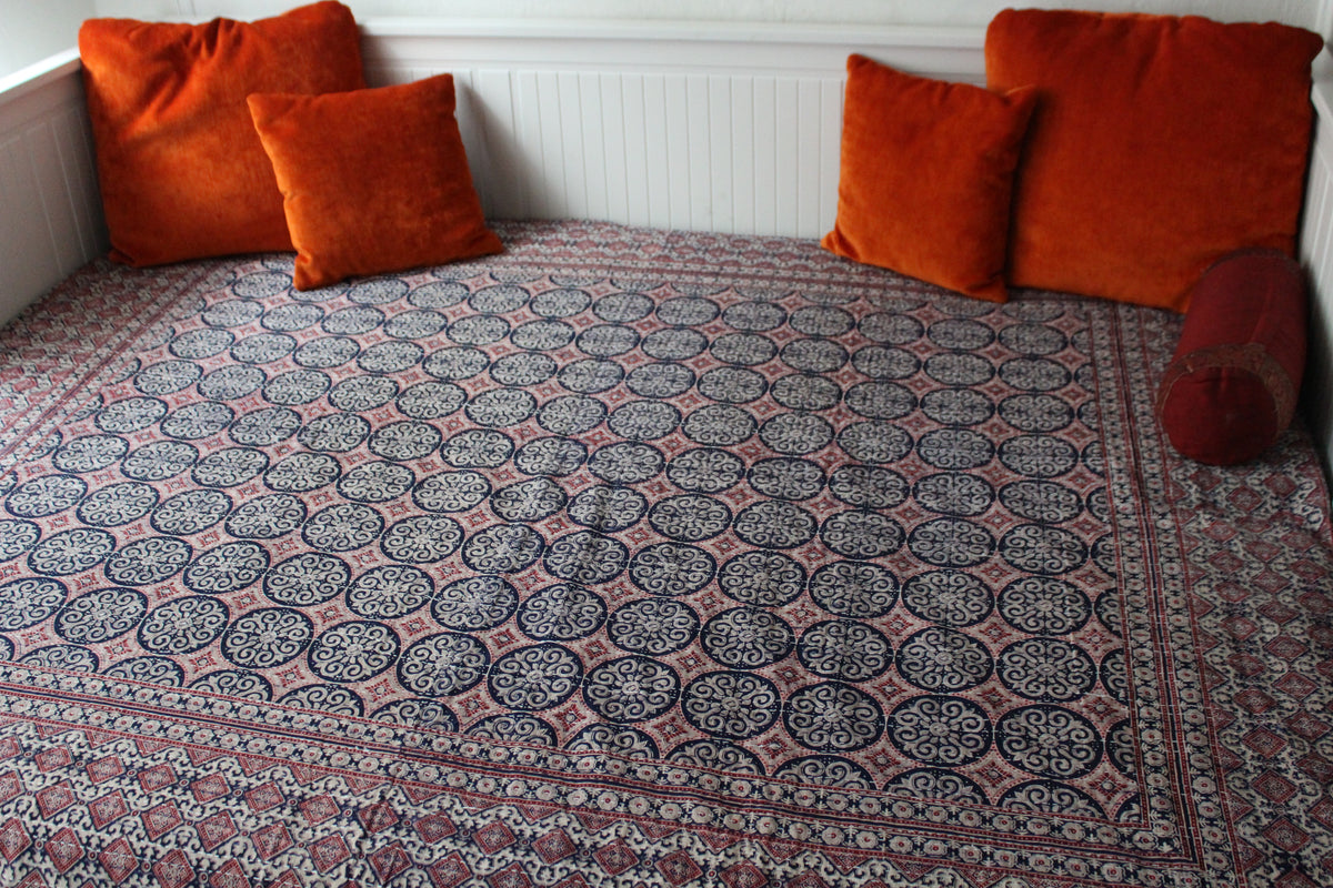 Cotton Rali Decke - Luxuriöse Handgedruckte Boho Tagesdecke 220x250 cm aus 100% Baumwolle – Perfekt als Kühldecke Bett, Sofaüberwurf, Couchdecke, Bettüberwurf und Wohn- &amp; Kuscheldecke – Leichte Sommerdecke in 6 Farben