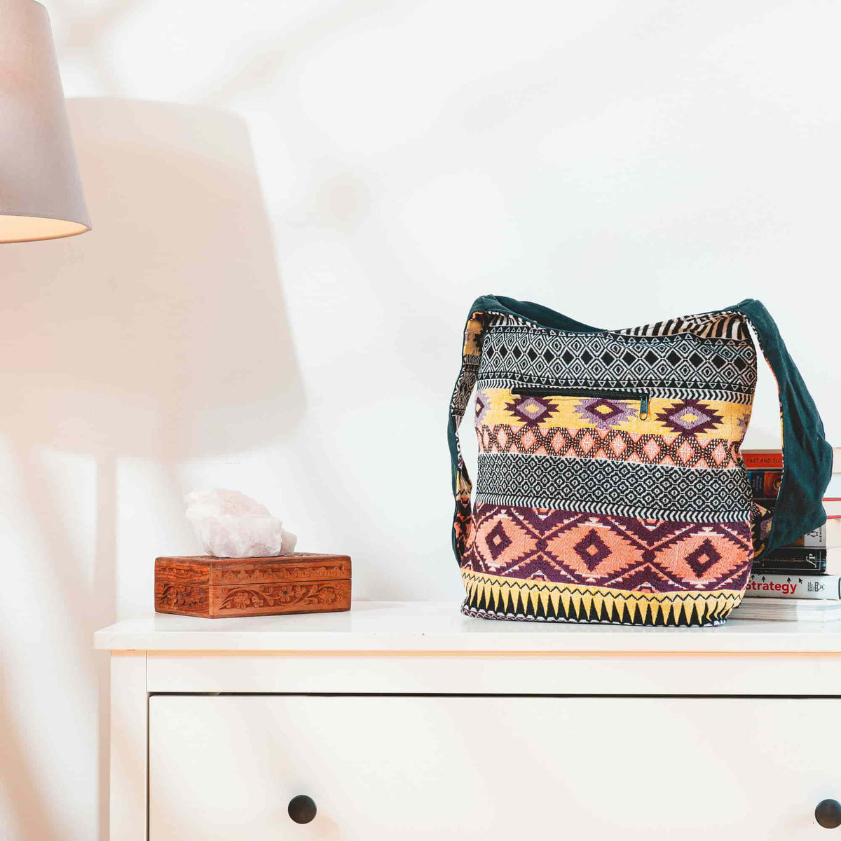 Aga’s Own Boho Umhängetasche - Festival Crossbody Handtasche für Damen, Ethnisch Baumwollschultertasche | Perfekt für Strandausflüge