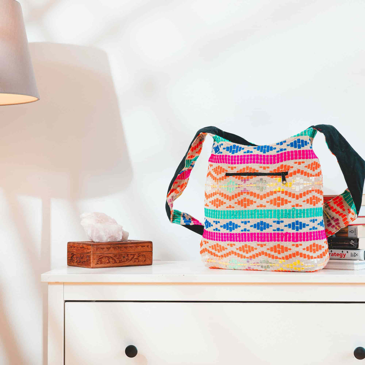 Aga’s Own Boho Umhängetasche - Festival Crossbody Handtasche für Damen, Ethnisch Baumwollschultertasche | Perfekt für Strandausflüge