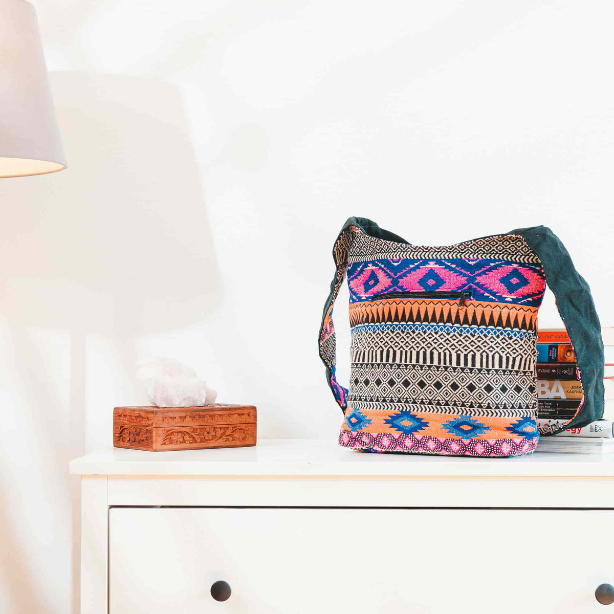 Aga’s Own Boho Umhängetasche - Festival Crossbody Handtasche für Damen, Ethnisch Baumwollschultertasche | Perfekt für Strandausflüge