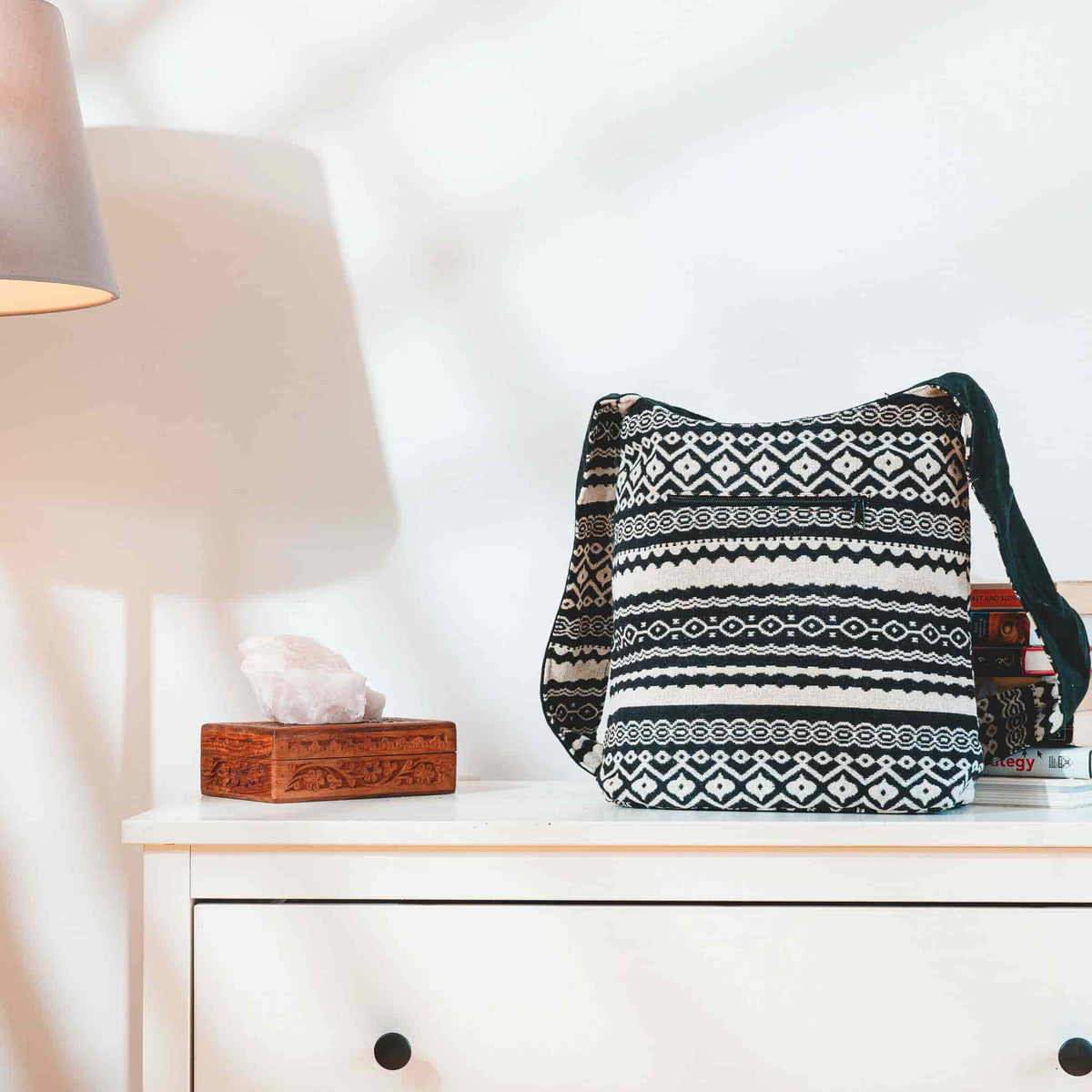 Aga’s Own Boho Umhängetasche - Festival Crossbody Handtasche für Damen, Ethnisch Baumwollschultertasche | Perfekt für Strandausflüge